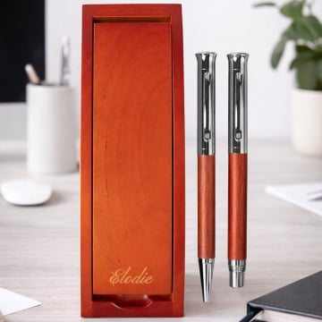 Parure stylo bois gravé personnalisé