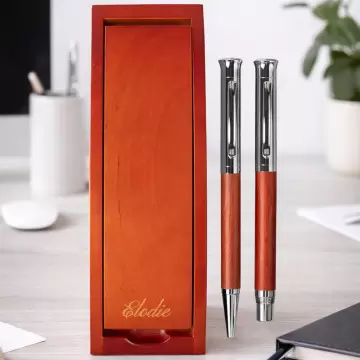 Parure stylo bois gravé personnalisé
