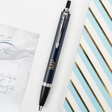 Stylo bille Parker bleu gravé