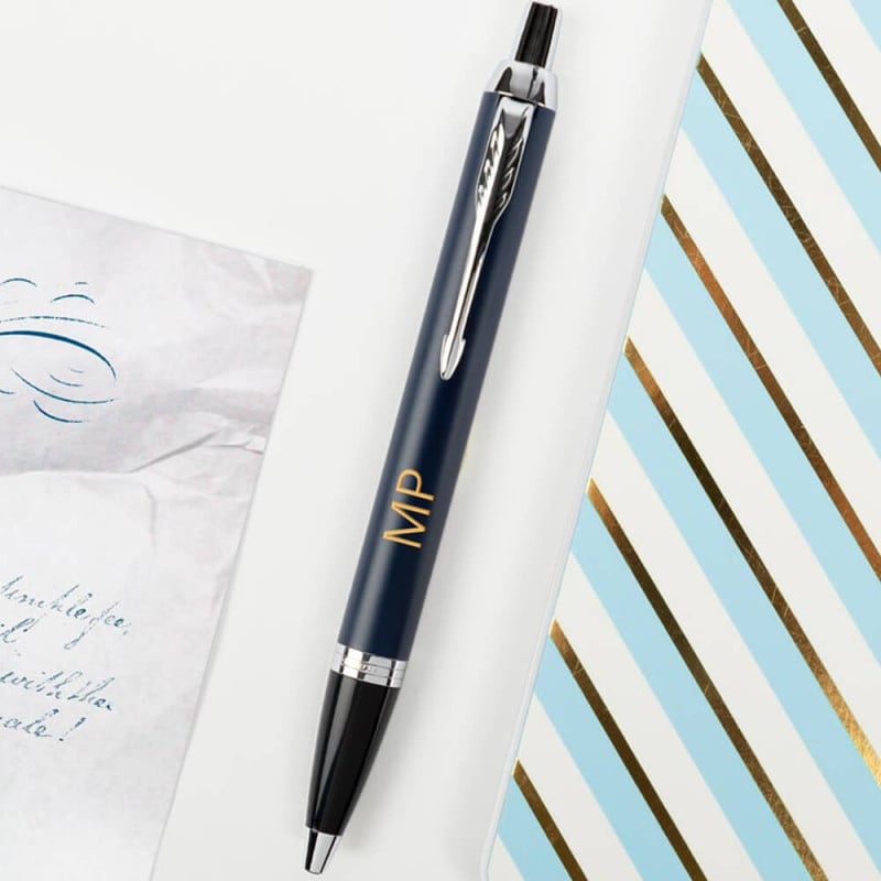 Stylo bille Parker bleu gravé
