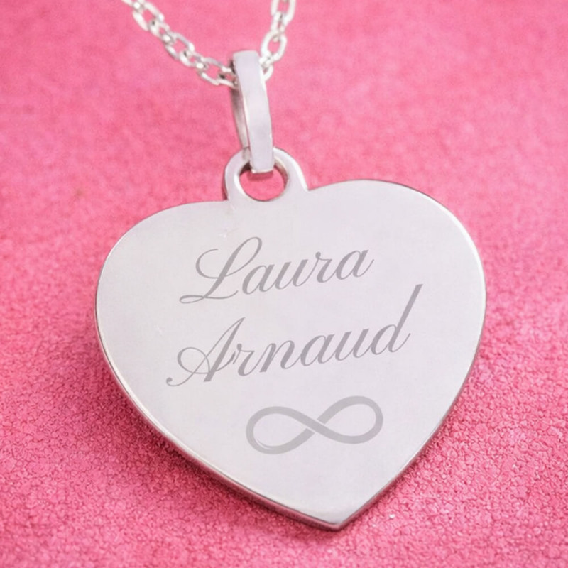 Collier cœur argent personnalisé
