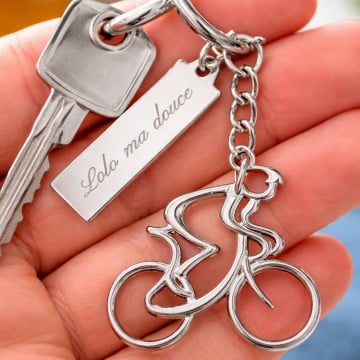 Porte clé cycliste gravé