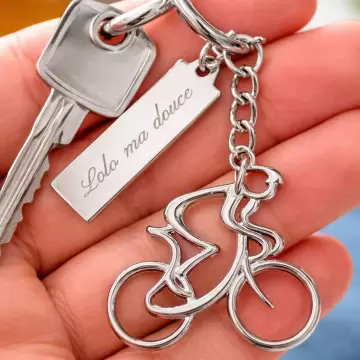 Porte clé cycliste gravé