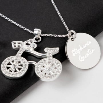 Collier velo argent gravé