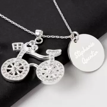 Collier velo argent gravé