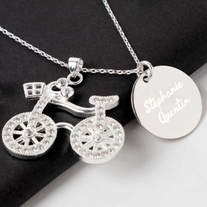 Collier velo argent gravé