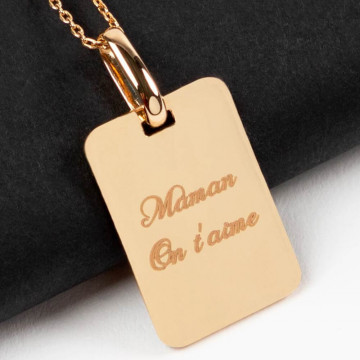 Collier rectangle plaqué or personnalisé