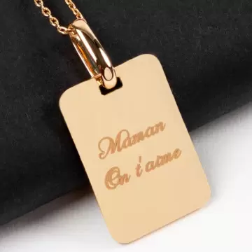 Collier rectangle plaqué or personnalisé