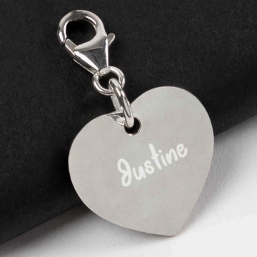 Pendentif argent cœur gravé