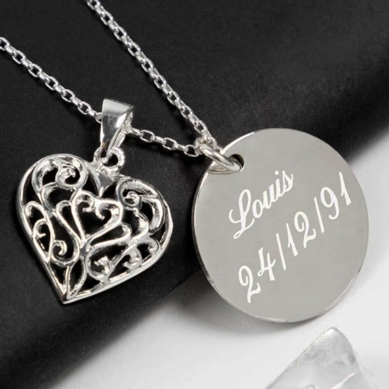 Collier arbre de vie coeur personnalisé