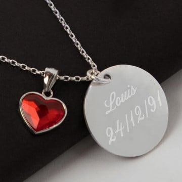 Collier coeur swarovski personnalisé