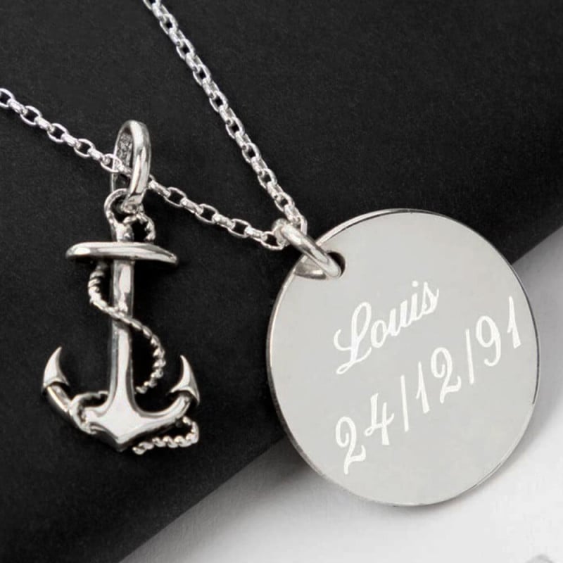 Collier ancre marine personnalisé