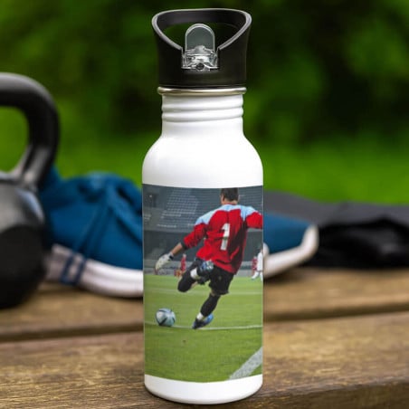 Gourde sport blanche photo personnalisée