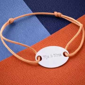 Bracelet cordon ovale argent personnalisé