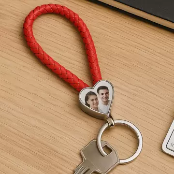 Porte clef coeur corde rouge photo