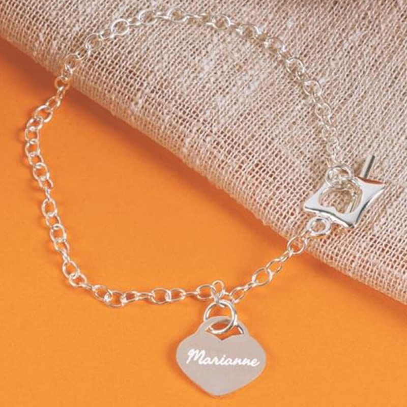 Bracelet cœur argent personnalisé