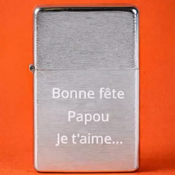 Briquet métal argenté tempête gravé