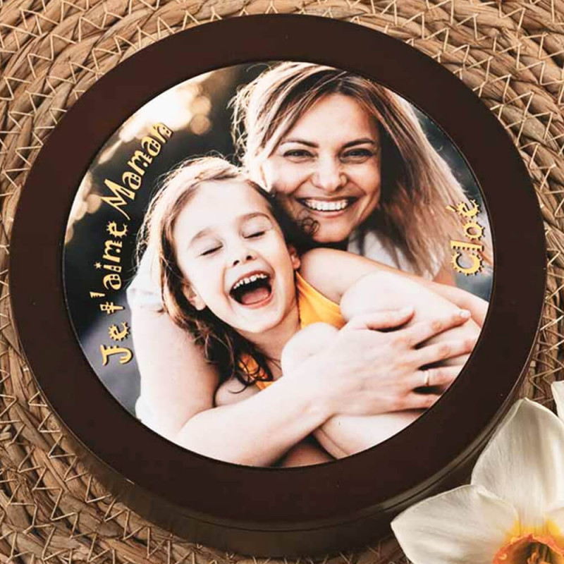 Boite en bois ronde personnalisable