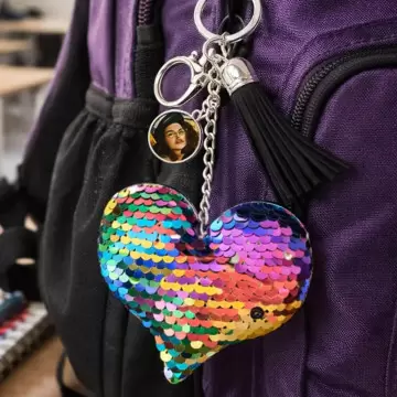 porte clé à sequin personnalisé photo
