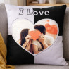 Coussin I love noir personnalisé photo