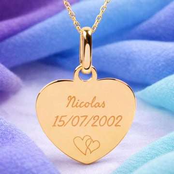 Collier cœur plaqué or personnalisé gravé