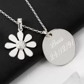Collier marguerite gravé personnalisé