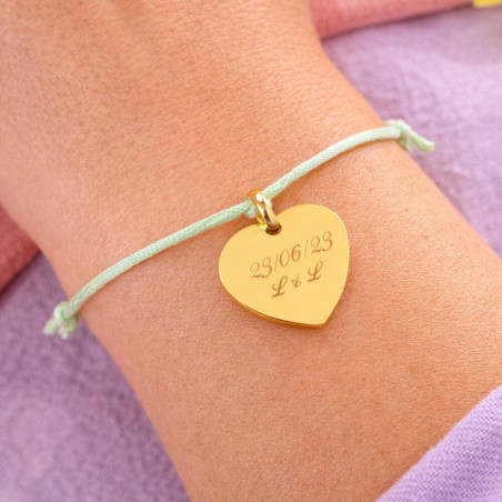 Bracelet cordon cœur gravé personnalisé