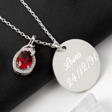 Collier pierre grenat personnalisable