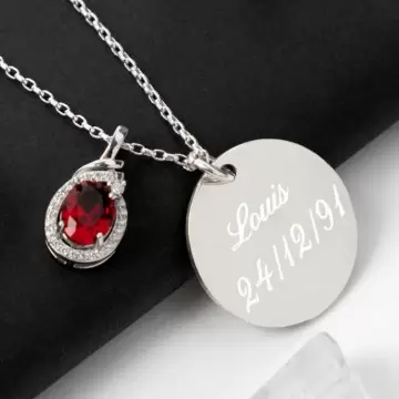Collier pierre grenat personnalisable