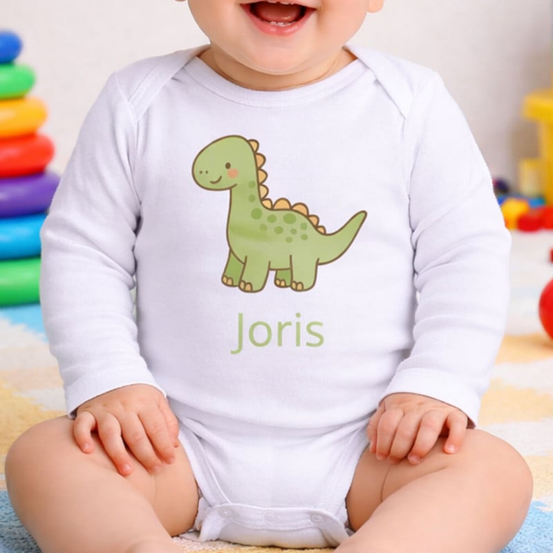 Body bébé manche longue dinosaure prénom
