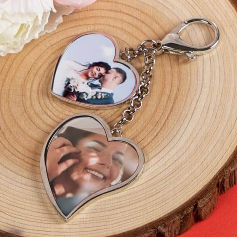 Porte clé 2 cœurs personnalisé