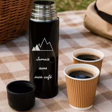 Bouteille thermos noire personnalisée