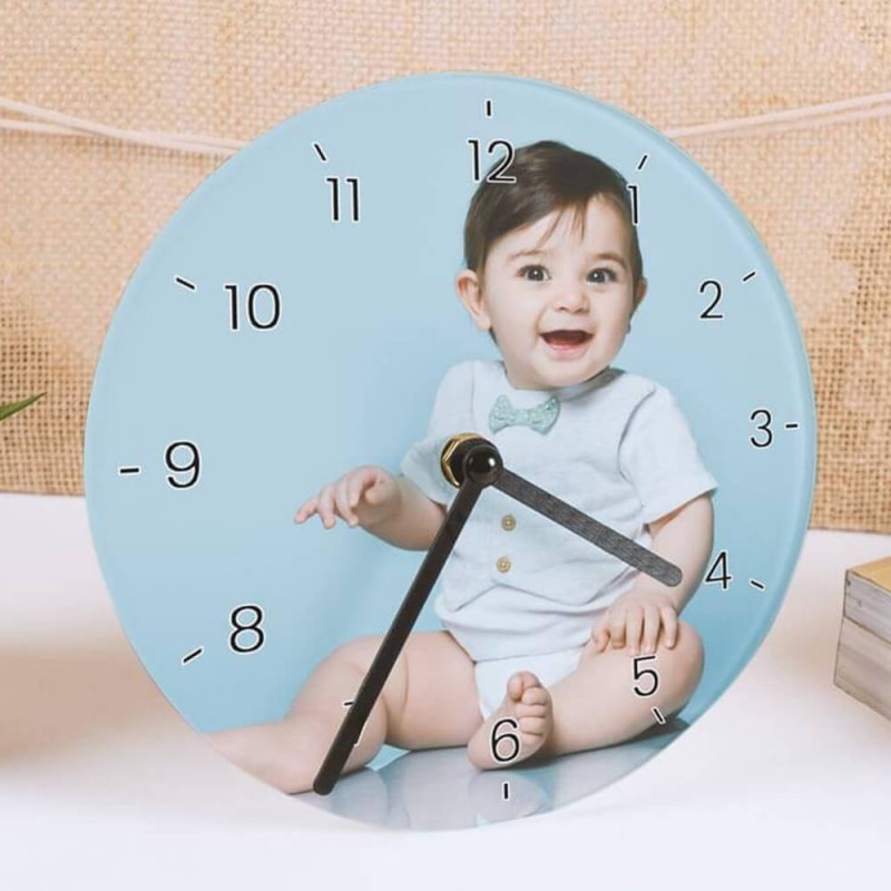 Horloge verre ronde personnalisée