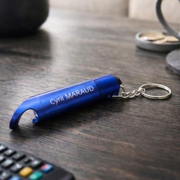 Porte clé lampe bleu gravé personnalisé