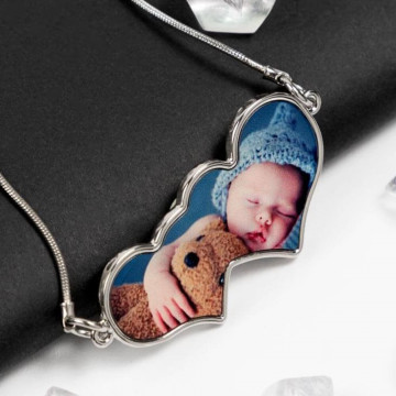 Collier double cœur personnalisé
