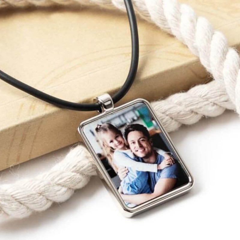 Collier rectangle personnalisé photo