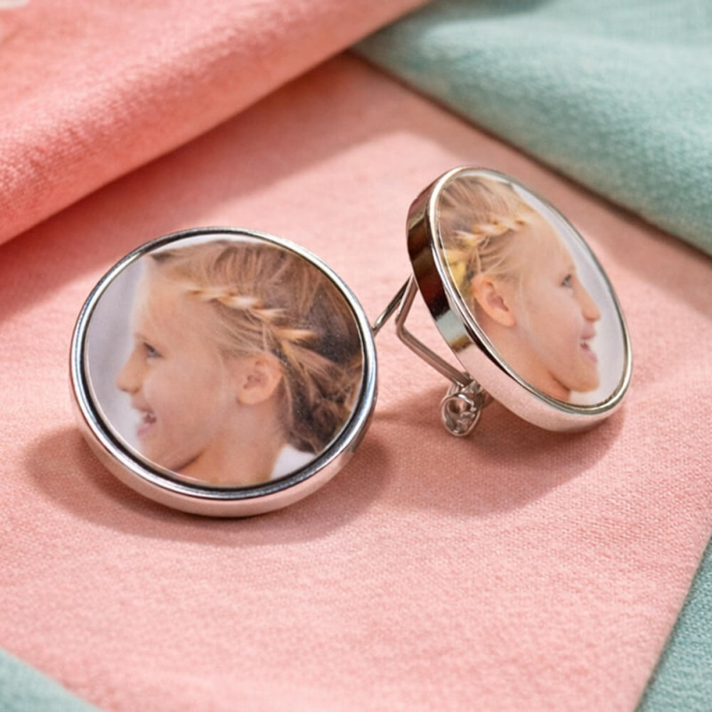 Boucles oreilles rondes personnalisables photos