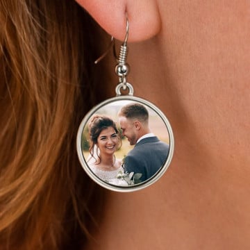 Boucle oreilles ronde personnalisable photo