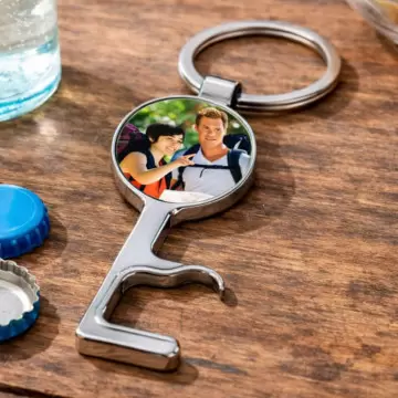 Porte clé décapsuleur rond personnalisé