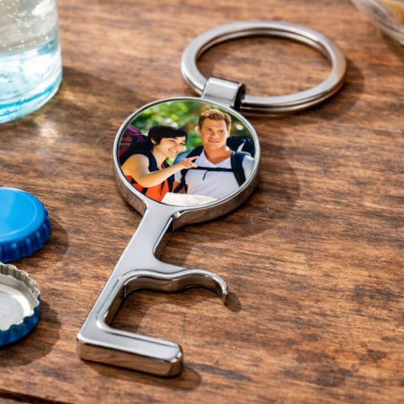 Porte clé décapsuleur rond personnalisé