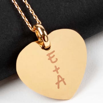 Collier cœur plaqué or 18k gravé personnalisé