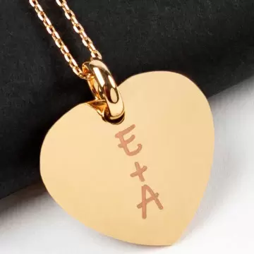 Collier cœur plaqué or 18k gravé personnalisé
