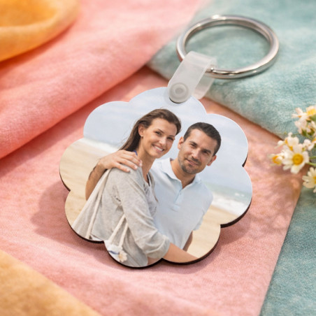 Porte-clés fleur personnalisé photo
