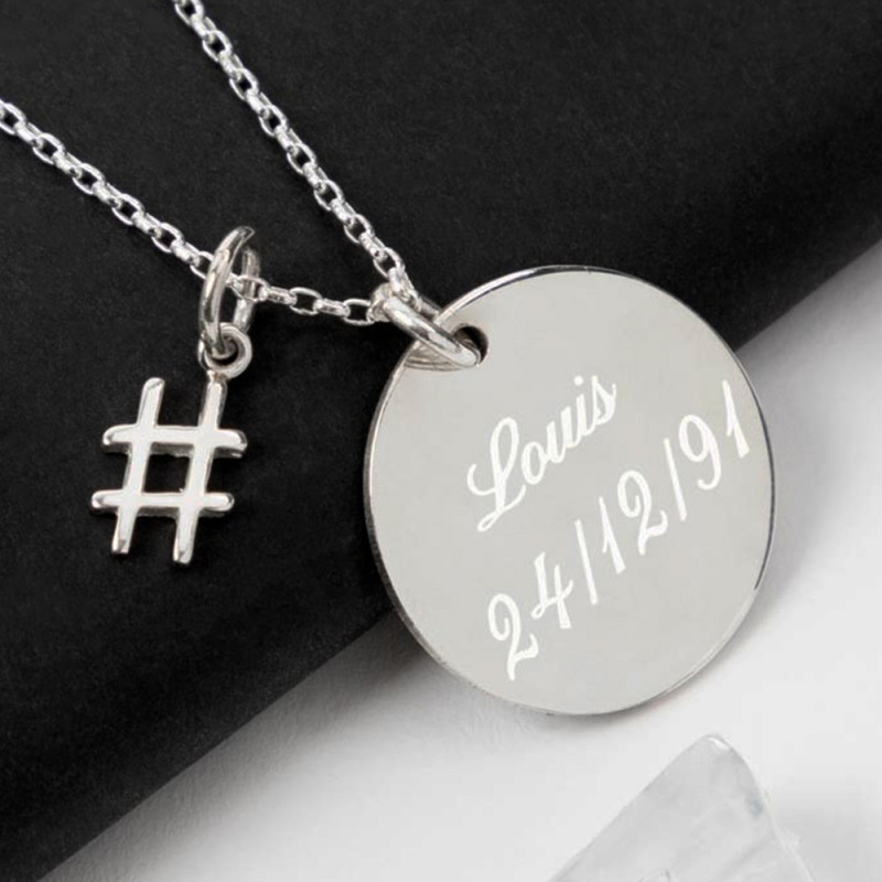 Collier hashtag personnalisé