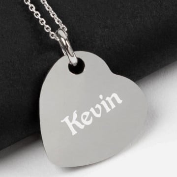 Collier cœur renversé gravé