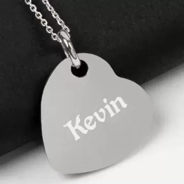 Collier cœur renversé gravé
