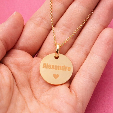 Collier rond plaqué or personnalisé gravé
