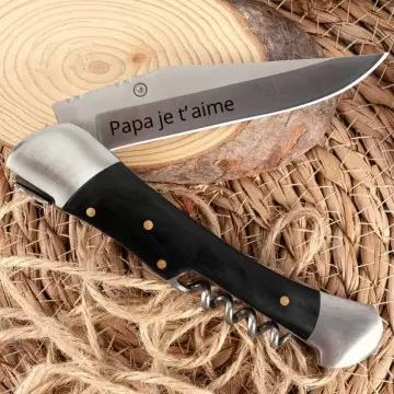 Couteau extérieur manche noir personnalisé