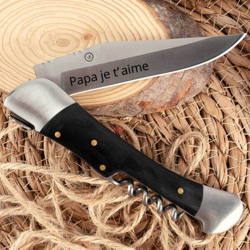 Couteau extérieur manche noir personnalisé