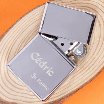 Briquet zippo argenté personnalisé texte